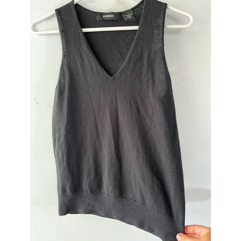 classic preppy knit tank top sleeveless shirt xs merino wool blend